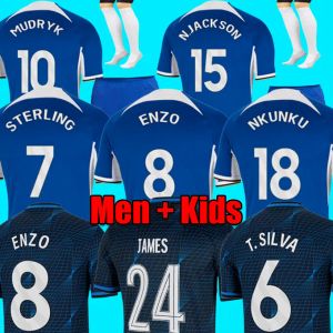 2023 2024 Nkunku Jackson CFC Soccer Jerseys Disasi 23 24 Enzo Fernandez Mudryk JAMES STERLING Cucurella Chukwuemeka Chemise de football Hommes Kit enfants