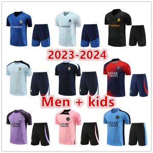 2023 2024 OM Marsella Chándal francés Camisetas de fútbol Camiseta de entrenamiento Hombres y niños 23 24 25 Chándal de fútbol Jersey Shorts Kit 2025 Maillot Survetement Foot