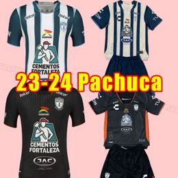 2023 2024 Maillots de football PACHUCA E.SANCHEZ MX CF 23 24 A.HURTADO E.LOPEZ R.IBARRA DE LA ROSA Domicile à manches courtes Homme Kit enfants Maillot de football 16-XXL