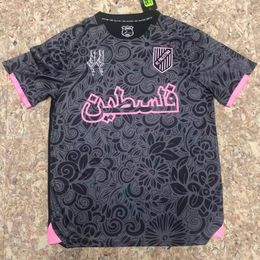 2023 2024 Palestino Deportivo Soccer Jerseys Free Palestina Jiménez Benítez Cortés Black Center Stripe Football Shirt War Justice March Pre Match Training Shirt