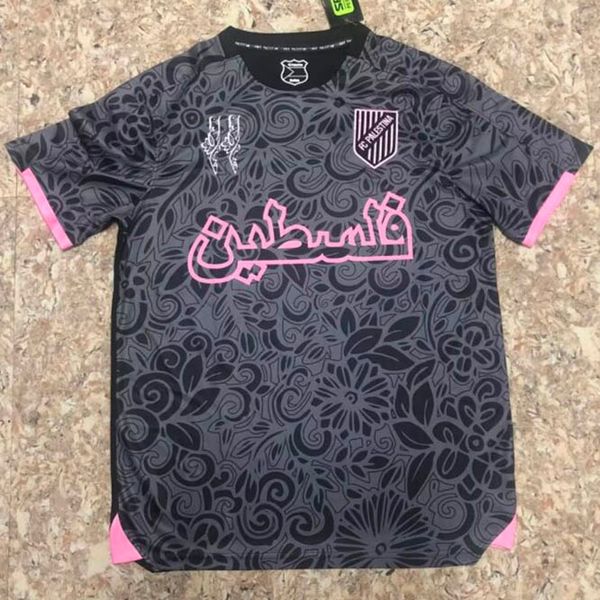 2023 2024 Palestino Deportivo Soccer Jerseys Palestine libre Jimenez Benitez Cortes Black Center Stripe Football Shirt War Justice March PRE MATCH T-shirt d'entraînement