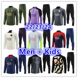 2023 2024 Parijs trainingspakken voor kinderen trainingspak Chandal 22 23 24 PSGes mbappe kit survetement voet tuta jas retro futbol voetbal trainingspak voetbal heren en kindersets