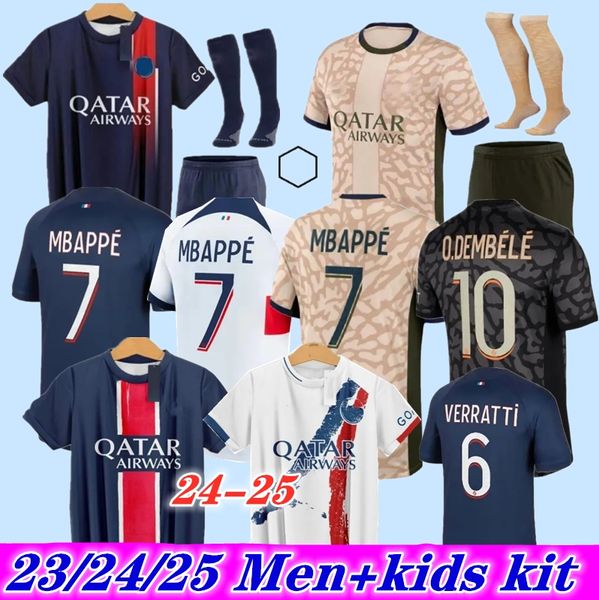 2024 2025 Paris Soccer Jerseys KOLO MUANI MBAPPE O.DEMBELE M.ASENSIO Lee Kang dans HAKIMI 23 24 CHEMISE DE FOOTBALL ZAIRE-EMERY maillot pied hommes kit enfants