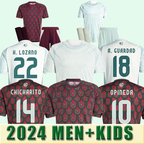 2024 S-4XL Mexique 2024 Copa America RAUL CHICHARITO Maillots de football OPINEDA LOZANO DOS SANTOS 24 25 H.LOZANO Hommes Enfants Chemises de football Uniformes Fans Version Joueur