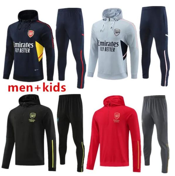 2023 2024 PEPE SAKA Arsen Survêtement Football Maillots de football 23/24 Gunners Combinaison d'entraînement Odegaard Thomas Tierney Smith Rowe Transport Hommes Enfants Kit de sport à capuche