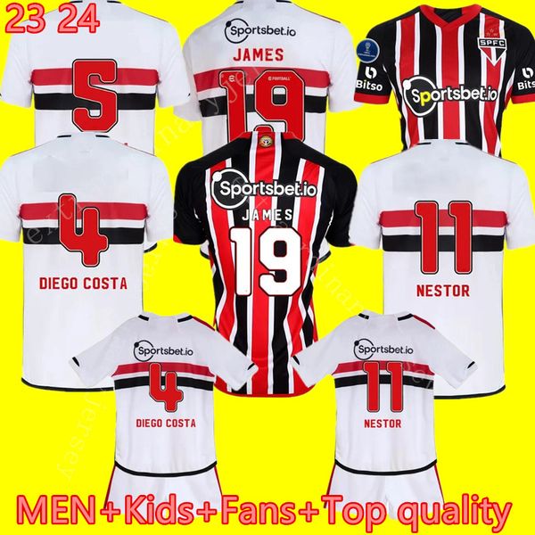 2023 2024 Nouveau style Sao Paulos Fans Version Maillot de football 23 24 NESTOR LUCIANO ALISSON Calleri Arboleda JAMES PATO LUCAS 23 24 Football Hommes Enfants Kit de maillot de football