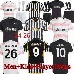 2023 2024 POGBA Soccer Jerseys DI MARIA Fans Player Version Hommes Enfants Kits Yildiz Chiesa Maglia 23 24 Juventus Home Away 3ème Vlahovic KEAN JUVE Chemises de football 4XL