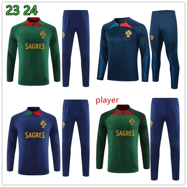 2023 2024 Portugal Hombres Niños Chándal Jerseys de fútbol Traje de entrenamiento RUBEN NEVES BRUNO RONALDO FERNANDES 23 24 Fútbol Ropa deportiva Trajes Kit