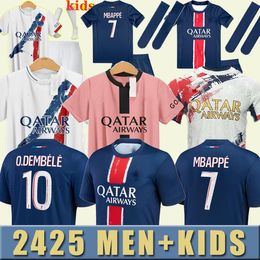 2024 2025 PSGES S-4XLMBAPPE SOCTER JERSEY 2023 2024 Home Away Third Fourth Maillots voetbalshirt PSGJersey Men Kids Kit Sets Uniform Kangin O Dembele G.Ramos Kolo