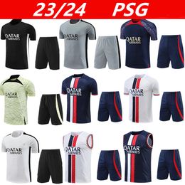 Survêtement PSGes 2023/2024 23/ 24 MBAPPE NEYMAR JR Sportswear combinaison d'entraînement pour hommes Combinaison à manches courtes Football kit de maillot de football uniforme chandal sweat-shirt adulte