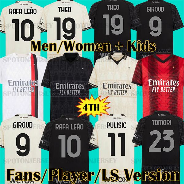 2023 2024 RAFA LEAO PULISIC camisetas de fútbol MUSAH camiseta de fútbol TOMORI DIAZ GIROUD REBIC CALABRIA BENNACER hombres AC Milan jugador JOVIC mujeres niños kits PLACERES