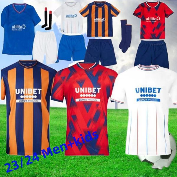 2023 2024 Rangers Jerseys de fútbol 23 24 AABERA GLASGOW COLAK REGO LUNDSTRAM HAGI BARKER Morelos Tavernier Kent Tillman FC Fashion Jr Football Shirth Men Kids Kit Boys