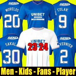 2023 2024 Rangers-voetbalshirts Glasgow thuis weg Legendarische versie DEFOE BARKER MORELOS Heren kindertraining Voetbaltenue tops shirts Fans spelers MORELOS-uniform