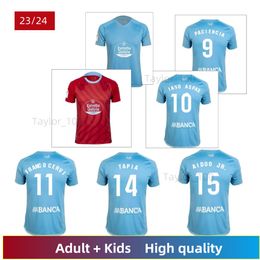 2023 2024 RC Celta voetbalshirts Strand Larsen Bamba Paciencia Fran Beltran Iago Aspas Mingueza Spaanse voetbalclub Fanversie Jerseys voor volwassenen en kinderen