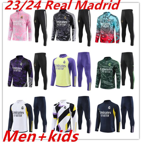 2023 2024 Suite de formation sur survêtement du Real Madrid Vini Jr Bellingham 23 24 Kits de football masculins et enfants