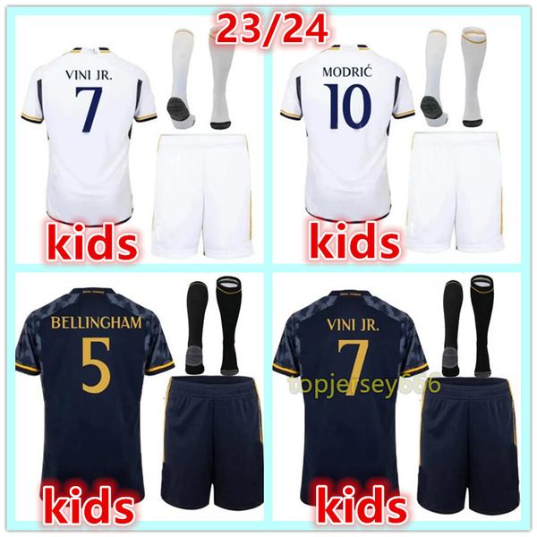 2023 2024 Real Madrids BELLINGHAM VINI JR maillots de football kits de football pour enfants chaussettes 23 24 enfant à domicile troisième maillot de football chemise camisetas futbol maillot