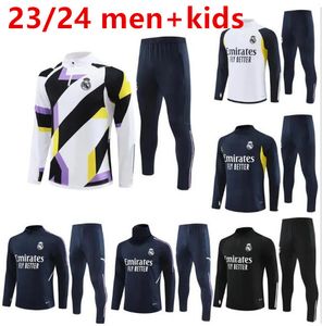 2023 2024 Real Madrids Half pull trainingspakken met lange mouwen borduurwerk trainingspak 23 24 voetbaltraining herenkleding outdoor joggingshirtkit