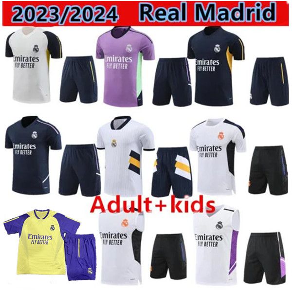 2023-2024 REAL Madrid SURVÊTEMENT ensemble Costume d'entraînement 22/23 hommes et enfants gilet à manches courtes costume d'entraînement de football Chandal Futbol Surveyement