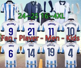 Real Sociedad 2024 2025 Soccer Jersey Oyarzabal x Prieto Portu David Silva Football Shirt Take 24 25carlos Fernandez Camiseta de Futbol Men Kit Kit Kid