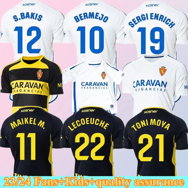 2023 2024 Real Zaragoza Fran Gamez Jerseys de fútbol Kit Zapater 23 24 Home Away Jersey Pombo Kagawa Football Maillots camisa Guti Javi Ros Men L. Suárez Camiseta Sets Kids Kids