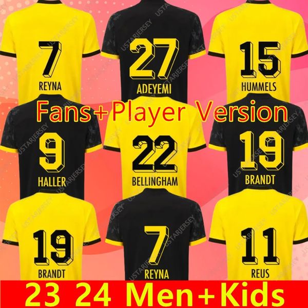 2023 2024 REUS REYNA Soccer Jerseys Hommes Enfants Kits 23 24 DORTMUNDS KAMARA HUMMELS ADEYEMI BRANDT Chemise DANGER RYERSON BYNOE-GITTENS KIT ENFANTS Uniformes de football