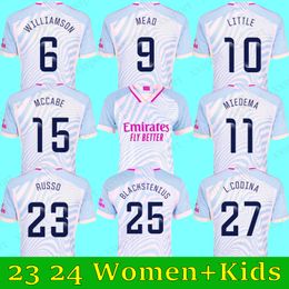 2023 2024 RUSSO WILLIAMSON MEAD SKA LITTLE G.JESUS camisa de futebol 23 24 McCABE MIEDEMA L.CODINA HURTIG CATLEY kits de futebol camisa mulheres crianças uniformes