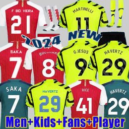 2023 2024 Saka G. Jésus Soccer Jerseys Smith Rowe Fans Joueur Version Gunners Arsen 23 24 Home Football Shirt Kid Kit