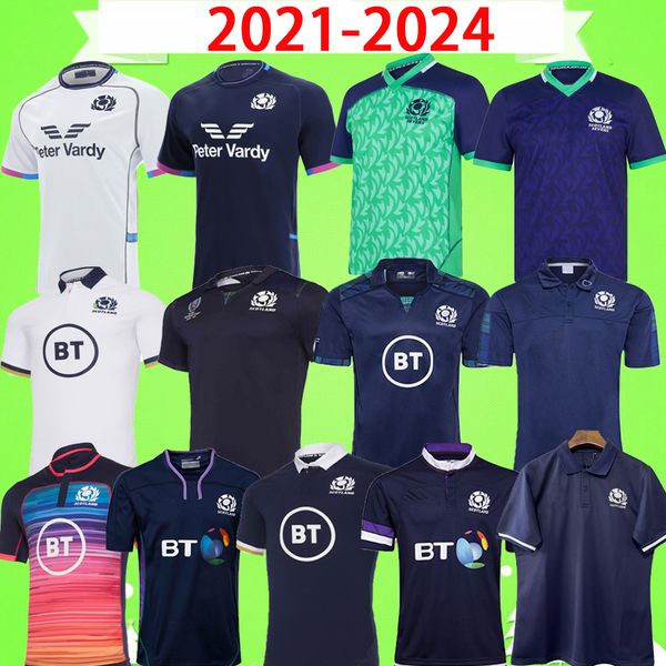 2023 2024 Escocia RUGBY JERSEYS LEAGUE 21 22 23 24 equipo nacional vintage rugby camisa AZUL retro POLO camiseta MENS Word Cup camiseta sietes hogar lejos Uniforme de entrenamiento