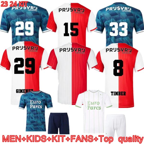 2023 2024 nouveau kit de maillot de football à manches courtes Feyenoords KOKCU extérieur Gimenez Danilo 23 24 Accueil 3ème 4ème TRAUNER hommes enfants HARTMAN GIMENEZ PAIXAO TAABOUNI kit de qualité supérieure