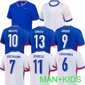 2024 Ensembles complets français FRANCES Soccer Jerseys Benzema Giroud MBAPPE GRIEZMANN Saliba Pavard Maillot de Foot Equipe Maillots Enfants Jersey Football Shirt Home Away