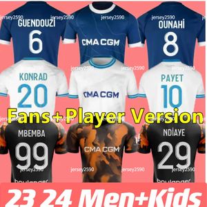 2023 2024 Voetbaltruien Voet Cuisance Guendouzi Alexis Payet Clauss voetbal Shirts Men Kids Veretout onder om Olympique Vitinha -fans speler