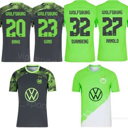 2023 2024 Voetbal VfL Wolfsburg 32 Mattias Svanberg Jerseys Club 1 Koen Casteels 16 Jakub Kaminski 21 Joakim Maehle 19 Lovro Majer 23 Jonas Wind Voetbalshirttenues