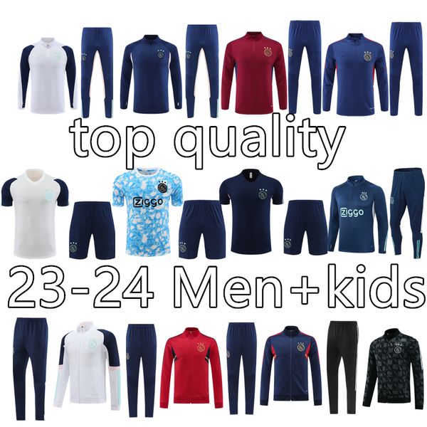 2023 2024 TADIC Camisetas de fútbol Jersey traje de entrenamiento BASSEY BERGHUIS 23 AJAXS 24BERGWIJN MARLEY Half Zip hombres y niños chándal de fútbol traje suéter uniforme