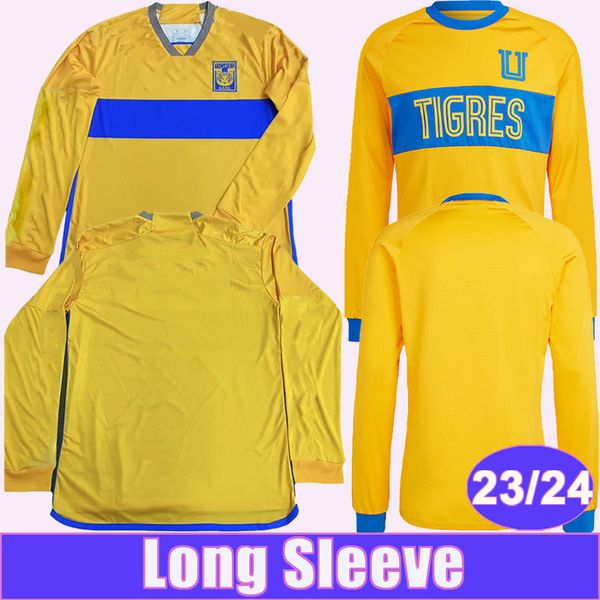 2023 2024 Tigres De La UANL GIGNAC Maillots de football pour hommes N. IBANEZ L. QUINONES VIGON Manches longues Accueil Édition commémorative Chemises de football