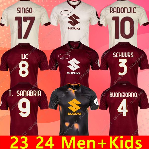 2023/2024 Torino maglie da calcio in edizione limitata 23/24 ZAZA T. SANABRIA LUKIC SCHUURS PELLEGRI SINGO RICCI SUZUKI magliette da calcio uniformi da uomo