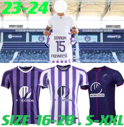 2023 2024 Toulouse camisetas de fútbol DALLINGA Hogar lejos maillot de foot Hombres kits camisetas de fútbol uniformes ABOUKHLHL ONAIWU CHAIBI GENREAU NICOLAISEN SUAZO DESLER S-XXL