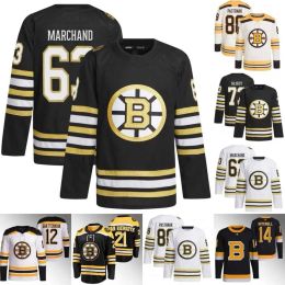 Maillots du 100e centenaire 2023-24 Milan Lucic Patrice Bergeron David Krejci Brad Marchand Hampus Lindholm Jake DeBrusk Nick Foligno Taylor Hall Maillot de hockey