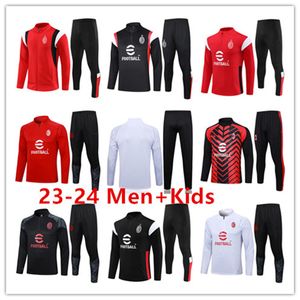 2023 24 AC Long Pull Jacket Chándal Kit Ibrahimovic Fútbol Milán 22 23 Mayotte Milanese Hombres y niños Chandal Futbol Survetement Traje de entrenamiento Chaqueta de fútbol