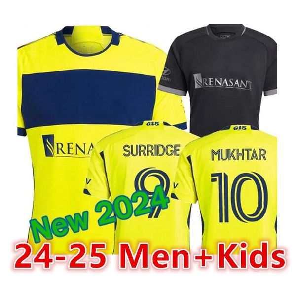 2023 24 25nashville SC Soccer Jerseys The 615 Kit Man 23/24 Football Shirts Home Primary Yellow Away Man in Black Surridge Mukhtar Boyd Shaffelburg Moore Men's Uniforme