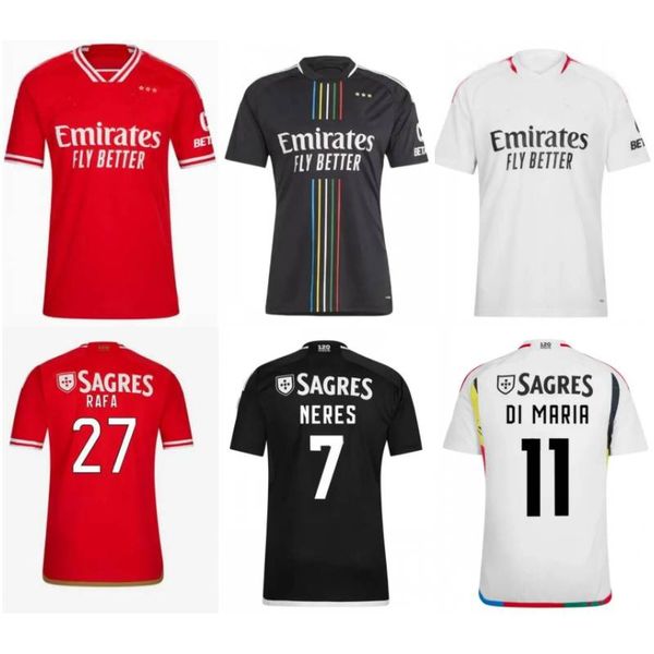 2023/24 Benficas DI MARIA Maillots de football 2024 NERES AURSNES A.CABRAL Chemise Hommes KOKCU J.MARIO RAFA OTAMENDI Kit enfants Uniformes de football