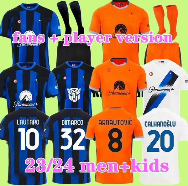 2023/24 niño niña Inter Fans Edition rugby camiseta de fútbol 2024 ALEXIS Maglia Inters Soccer Jersey hombres y niños juegos en casa lejos kits de camisetas de fútbol manga corta Unifo