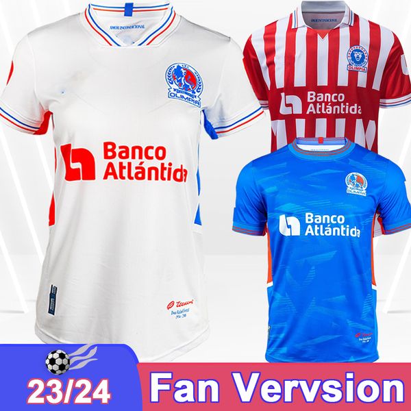 2023 24 C.D.Olimpia Mens Soccer Jerseys Garcia Alvarez Home White Away Red 3rd Blue Football Shirt Short Sleeve Adult Uniforms