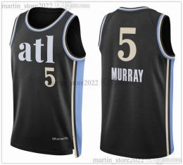 Maillots de basket-ball City 2023/24 Trae 11 Young Dejounte 5 Murray Bogdan 13 Bogdanovic Clint 15 Capela De'Andre 12 Hunter Onyeka 17 Okongwu Br