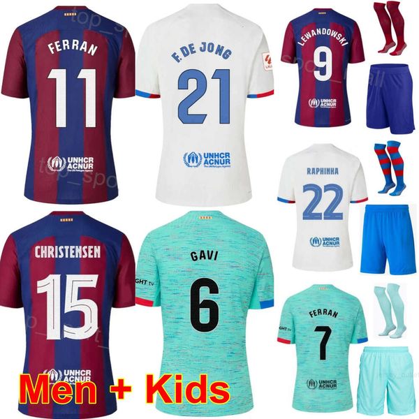 2023-24 Club de fútbol 7 Ferran Torres Jerseys Set 9 Robert Lewandowski 27 Lamine Yamal 1 Marc Andre Ter Stegen 22 Ilkay Gundogan 23 Jules Kounde Kits de camiseta de fútbol BaSai