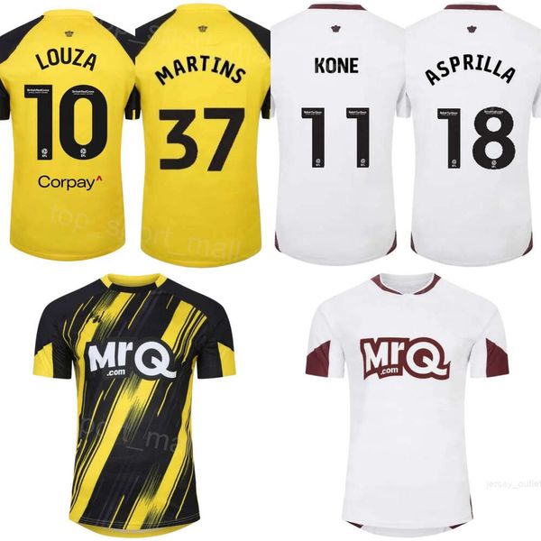 2023-24 Club Team Soccer Watfords 9 Mileta Rajovic Maillots 19 Bayo Youssouf 37 Matheus Martins 10 Imran Louza 7 Tom Ince 4 Wesley Hoedt Kits de maillots de football Noir Blanc