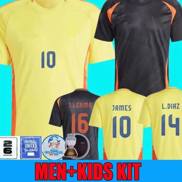 2024 Colombia Camisetas de fútbol visitante 10 Valderrama 24 25 JAMES Inicio Colombia Camiseta de fútbol CUADRADO Equipo nacional Hombres Niños Kit Camiseta De Futbol CUADRADO