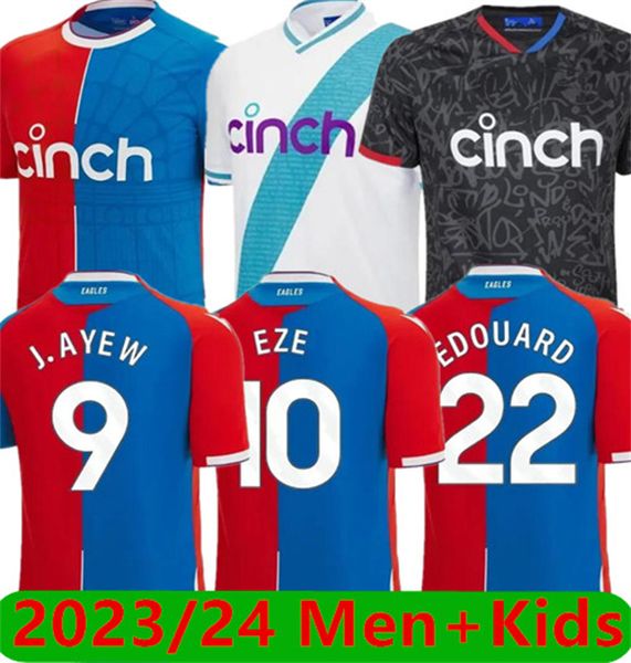 2023/24 Crystal Soccer Jerseys 23 24 ZAHA EZE J.AYEW Accueil Top Maillot de football Kit BENTEKE SCHLUPP MATETA EDOUARD GALLAGHER HOMMES Uniformes de maillot pour enfants