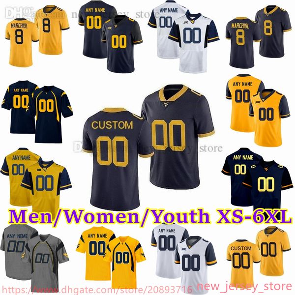 2023-24 Custom S-6XL NCAA West Virginia Mountaineers voetbalshirt 13 Rasul Douglas 6 Dravon Askew-Henry 7 Brendan Ferns 8 Kwantel Raines 11 David Long Jr. 40 Pat Mcafee