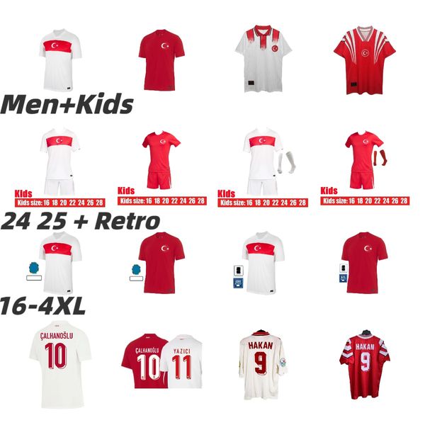 Turquía 2024 2025 Jersey de fútbol Home Away 96 98 Hakan Rustu Basturk Tosun Arda Kalhanos UGC Camisa Ugc Burak Chemistes Día de Turkiye Equipo Nacional Man Retro Fútbol Camas