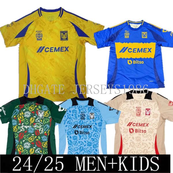 24/25 Gignac Tigres Uanl Soccer Jerseys Away 2024 2025 Mexico Liga Earth Day MX Vargas Aquino Pizarro Nicolas F. Thauvin Football Shirts Maillots XXXL 4xl